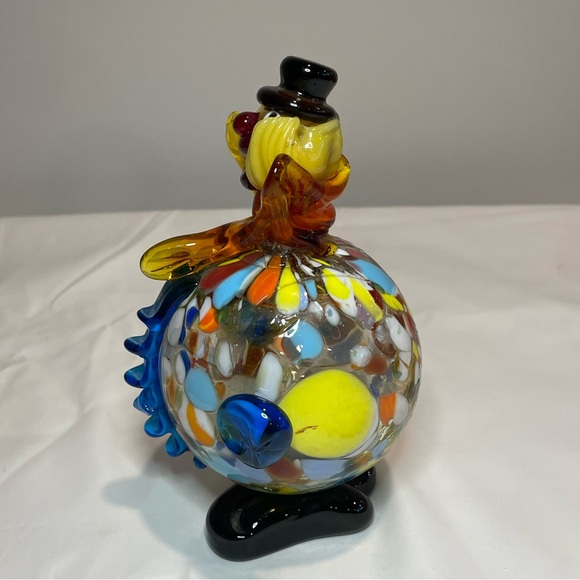 Original Vintage Round Murano Glass Clown Figurine 6" - Picture 4 of 9